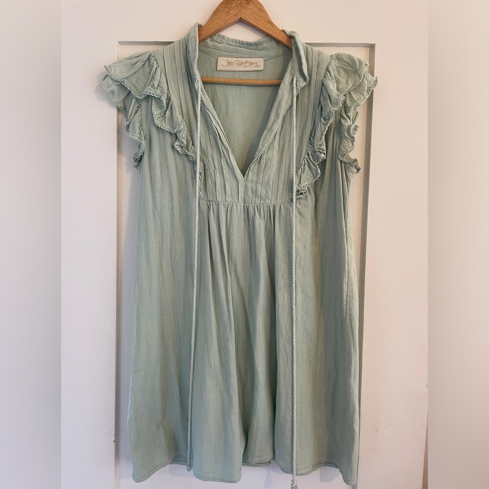 Jen's Pirate Booty Mint Green 100% Linen Mini Dress